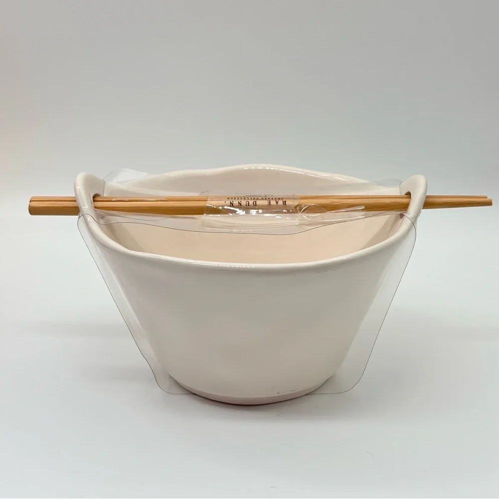 Rae Dunn RAMEN Japanese Style Soup Bowls with Chopsticks